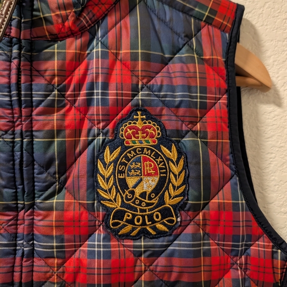 Ralph Lauren- Vintage Women's Tartan Insulated Puffer Gilet - M - Picture 3 of 13